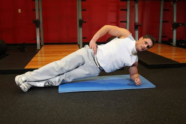 Side plank (knees ok), finish position