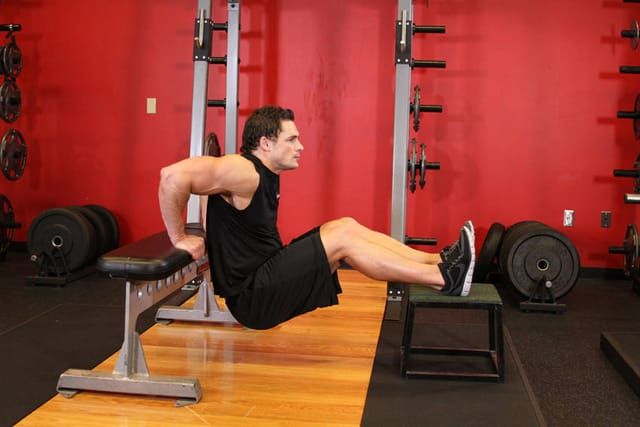 Chair tricep dip, finish position
